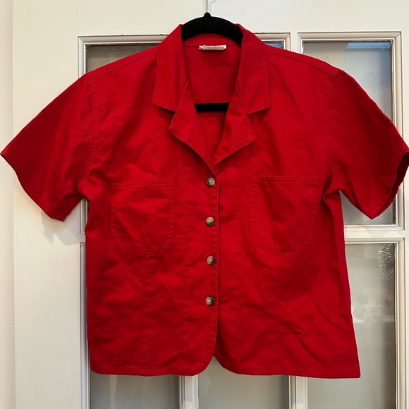 Vintage Neiman Marcus Retro Crop Red Button Down Cotton Jacket Size Medium M - Picture 1 of 7